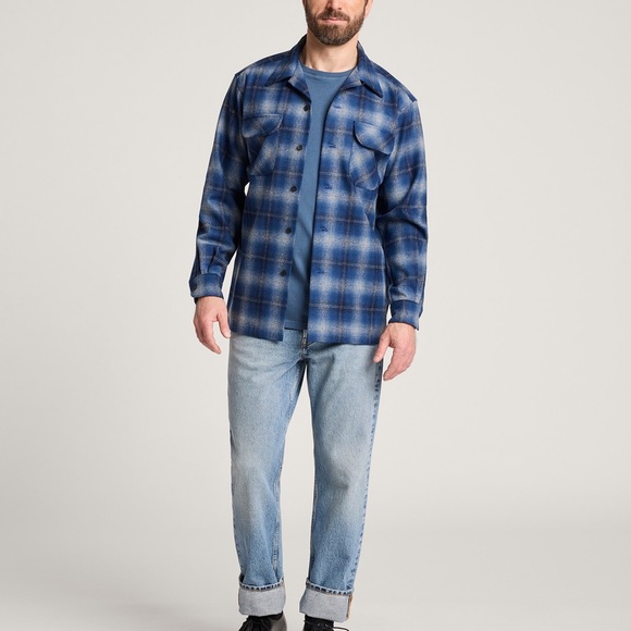 Pendleton Men’s Plaid Blue Wool Rider Shirt 100% Wool Size L - Picture 6 of 12